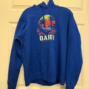 Oahu Hawaii Graphic Blue Hoodie